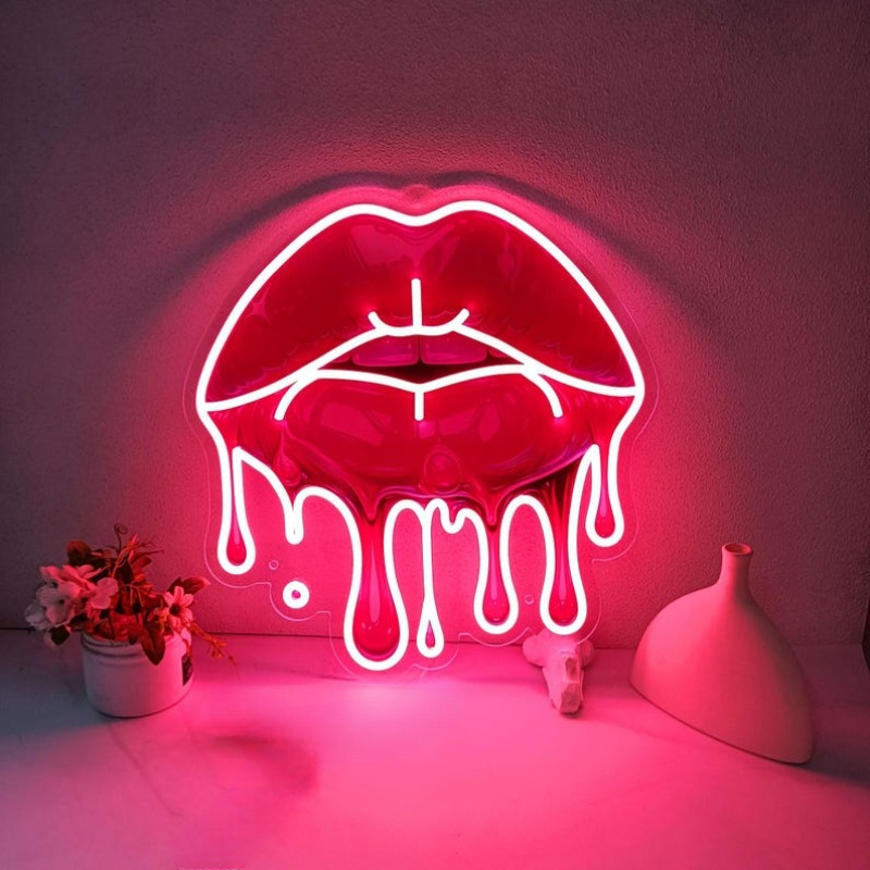 Melting Lips UV Printed Neon S - Commercial Wall Printing recension och pris