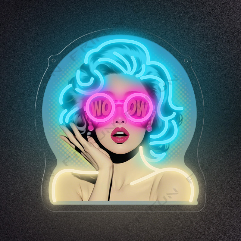 WOW Curl Girl Neon Sign UV Pri - Commercial Wall Printing recension och pris